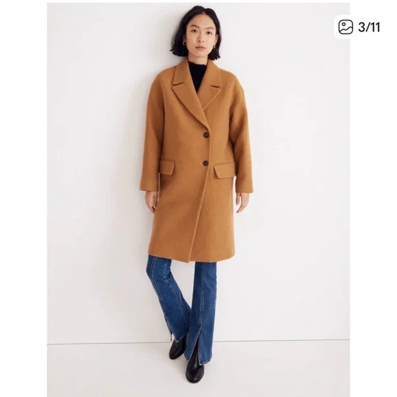 MADEWELL women’s wool and cashmere blend long coat jacket / overcoat, size small - Picture 1 of 5